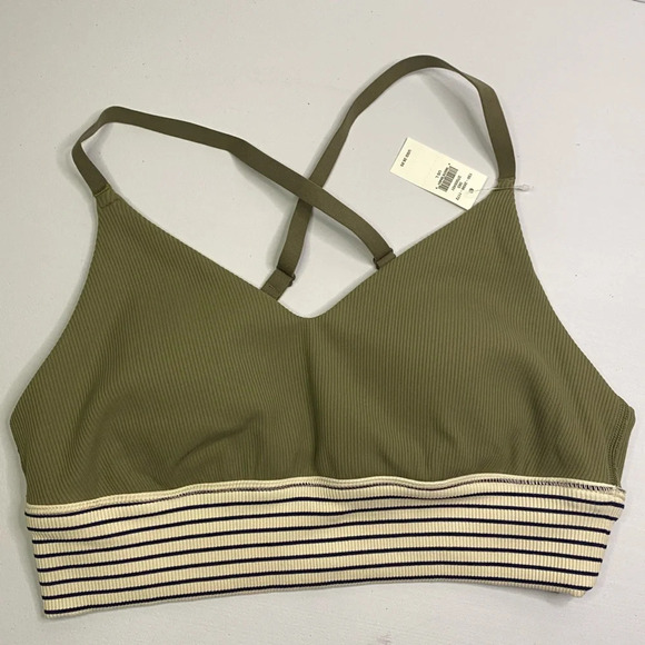 aerie Other - Aerie Striped Color Block Sports Bra NEW green navy cream stripes Offline large